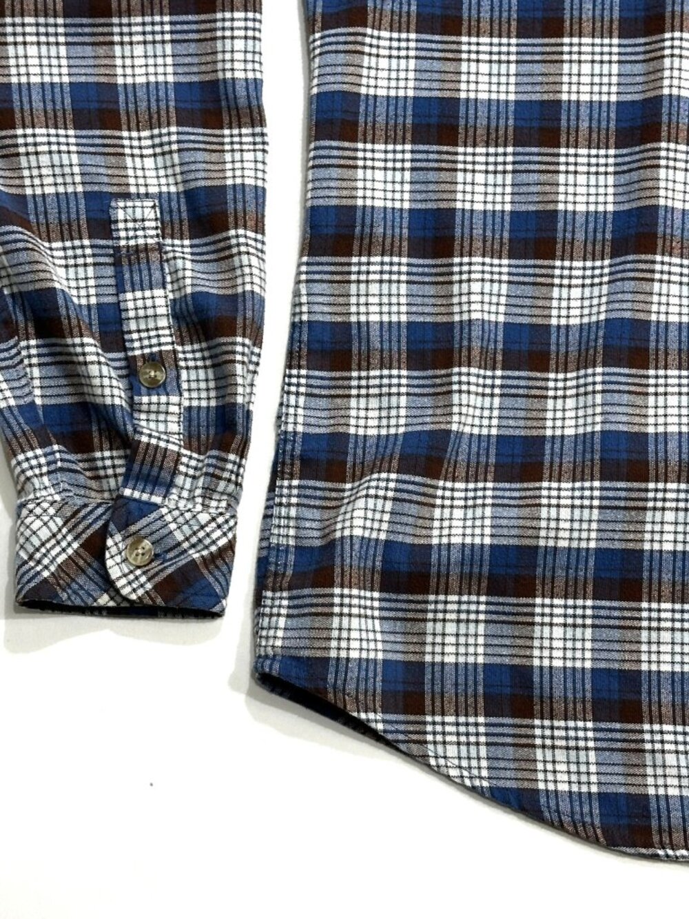 ExOfficio Men's XL Plaid Button Up Shirt Blue Brown White Long Sleeve Outdoor - Picture 8 of 16